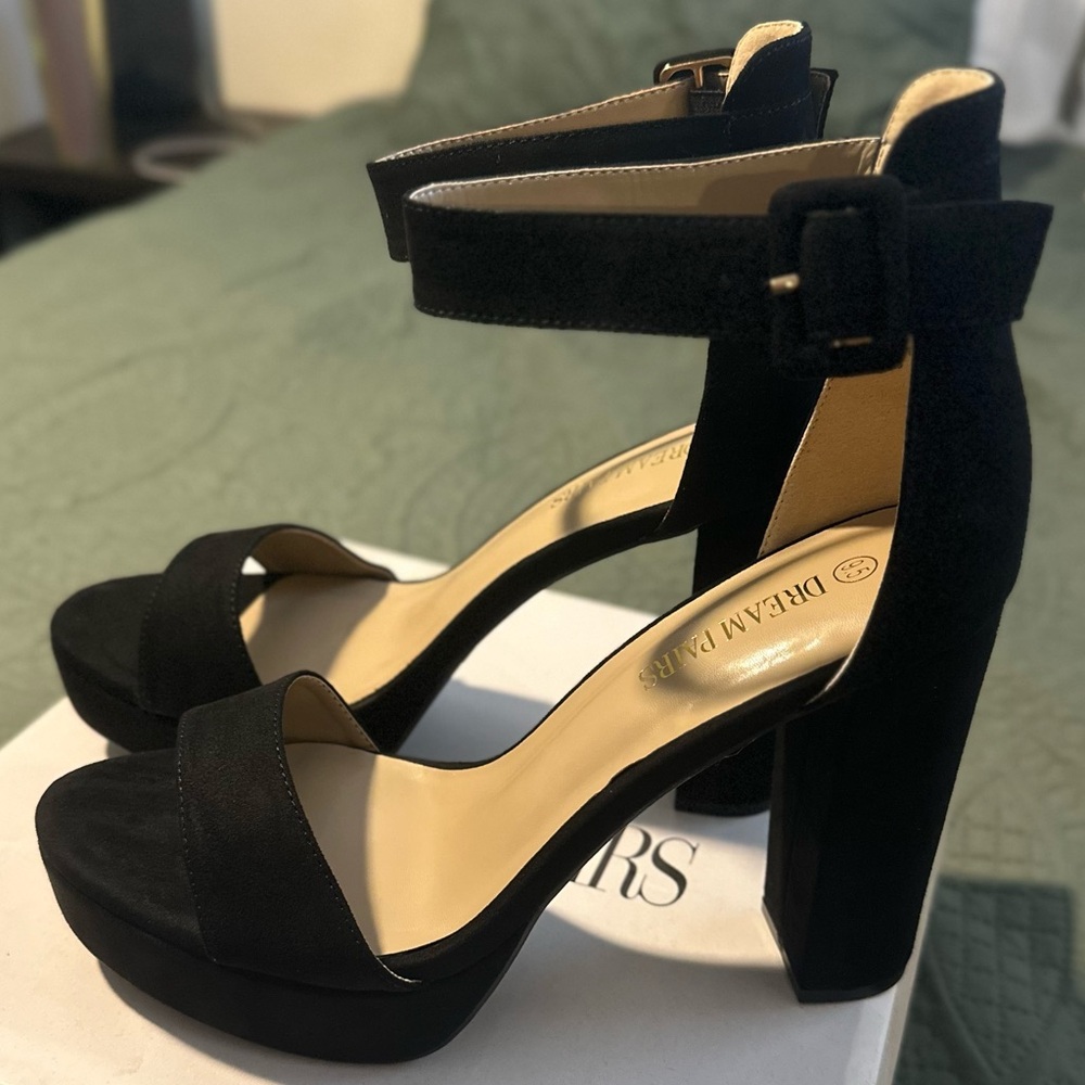 Dream Pairs Black Block Heel Sandals